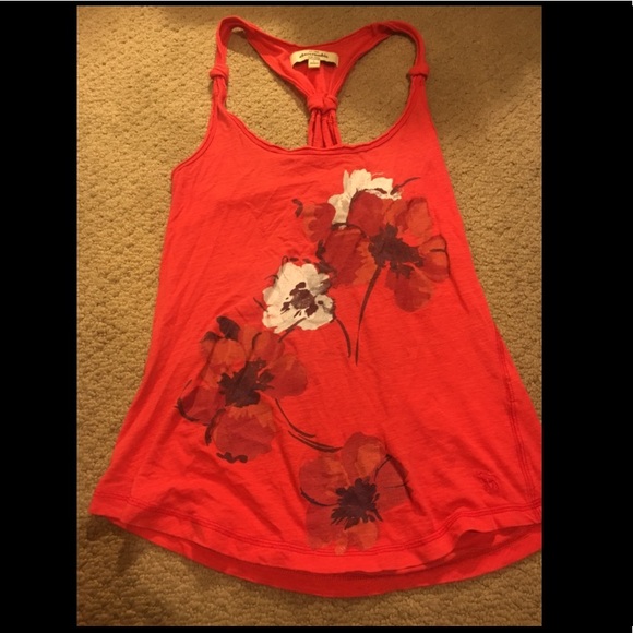 abercrombie coral racer back floral tank sz L - Picture 2 of 4